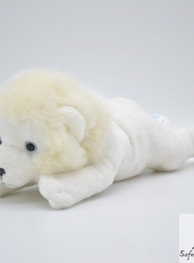 可爱狮子公仔 仿真非洲雄狮公仔 白色狮子玩偶 仿真动物毛绒玩具