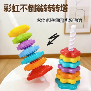 彩虹转转乐叠叠乐婴幼儿转转塔0一3岁宝宝旋转叠套圈玩具益智早教