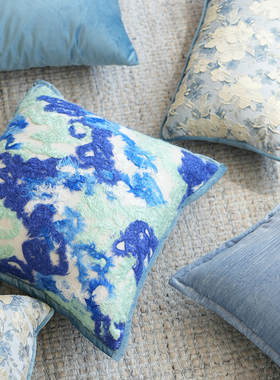 The7thHug蓝色浪花抱枕轻奢高级感样板间沙发客厅床上靠垫