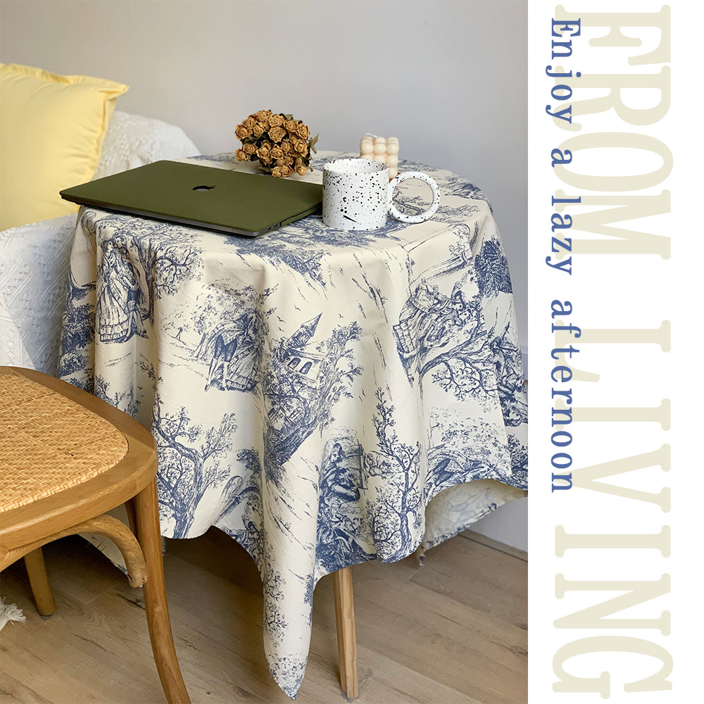 【茹伊印花】ins风法式复古高级感圆桌桌布餐布郊游野餐垫布艺