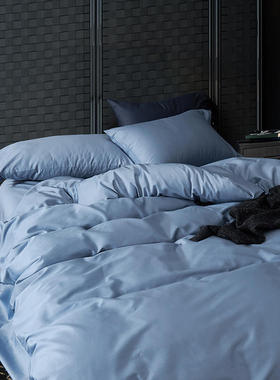 全棉纯色风暴蓝色床单四件套纯棉60长绒棉简约民宿单人被套三件套