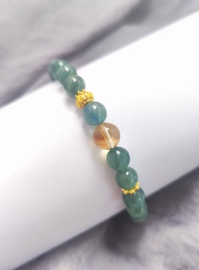 天然蓝绿晶显白招财手链礼物