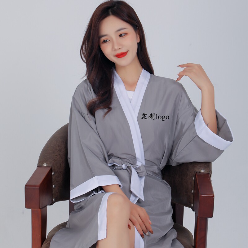 网红款长袖子理发店客袍染发衣美发客服发廊烫染潮牌定制logo