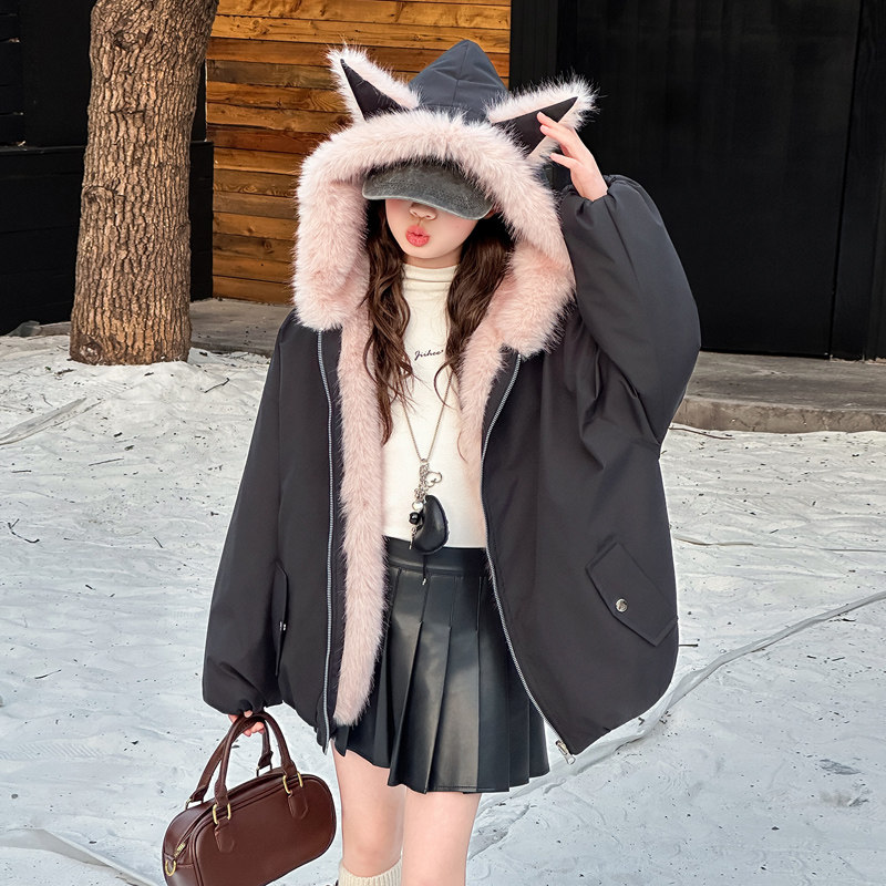 女童秋冬两面穿派克服外套2025新款儿童大童女孩冬季仿皮草毛毛衣,童装/婴儿装/亲子装,普通外套,淘宝优惠券,粉丝福利购,淘宝优惠卷