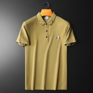 欧货高品质珠地棉2023夏季新款男短袖POLO衫 23825-P70 卡其 平铺图片