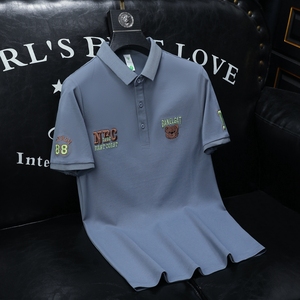 欧货高品质珠地棉2023夏季新款男士短袖POLO衫 9902-P75 黑 沙发图片