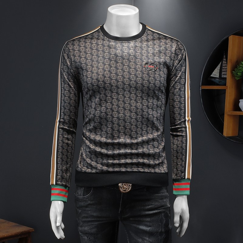 2025假模四季款金丝绒男士圆领潮流刺绣时尚卫衣QT6009-9362-P125，男装卫衣，钱塘6009(原3017)