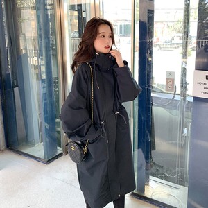 工装长款风衣外套女2024春秋新款收腰宽松连帽气质显瘦休闲大衣