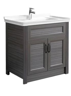 闻洲66222太空铝洗衣柜阳台洗衣槽落地带搓板一体式卫生间洗衣柜