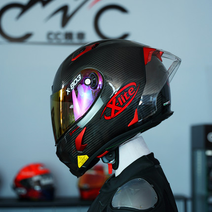 意大利XLITE 803RS大尾翼碳纤维头盔幻彩GP摩托车赛车全盔机车