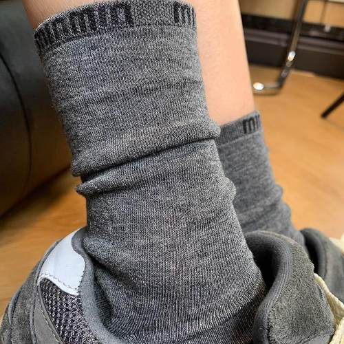 miu系风灰色堆堆袜中筒袜