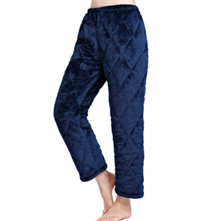 冬季中老年珊瑚绒夹棉休闲裤婆婆超厚棉裤外穿妈妈三层加厚睡裤女