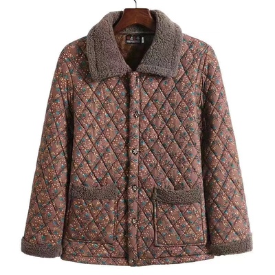 奶奶保暖驼绒外套棉服女加肥大码