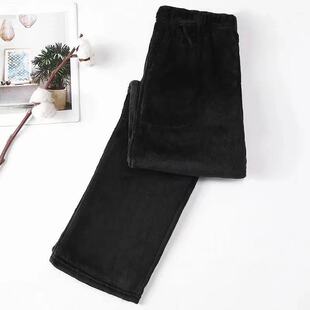 冬季爸爸可外穿睡裤男保暖法兰绒爷爷加厚松紧腰长裤中老年居家裤