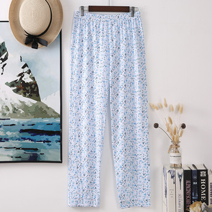 女冬老太太纯棉家居裤 睡裤 简约印花 子休闲老人春秋薄款 奶奶全棉裤