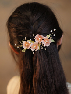 发夹古风汉服侧边发饰清新气质琉璃花朵女简约甜美边夹森系 仙美