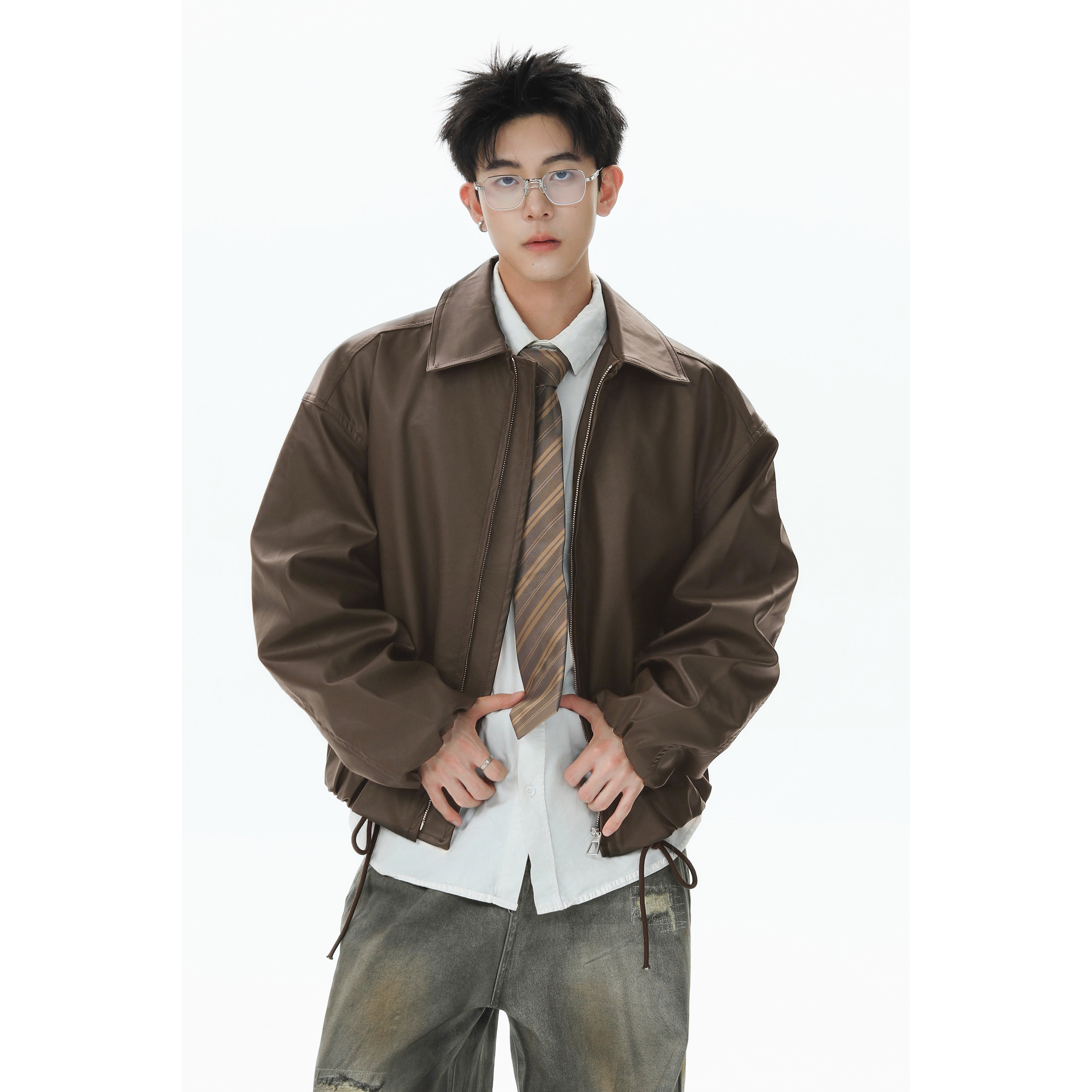春季翻领皮夹克情侣休闲时尚炸街宽松潮流百搭男1401-JK2503-P80,男装夹克,星座1401