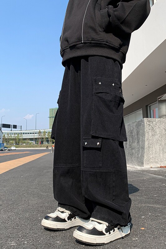 潮牌工装长裤纯色青少年设计男士秋冬新款直筒宽松1401-K103-P50,男装工装外套,星座1401