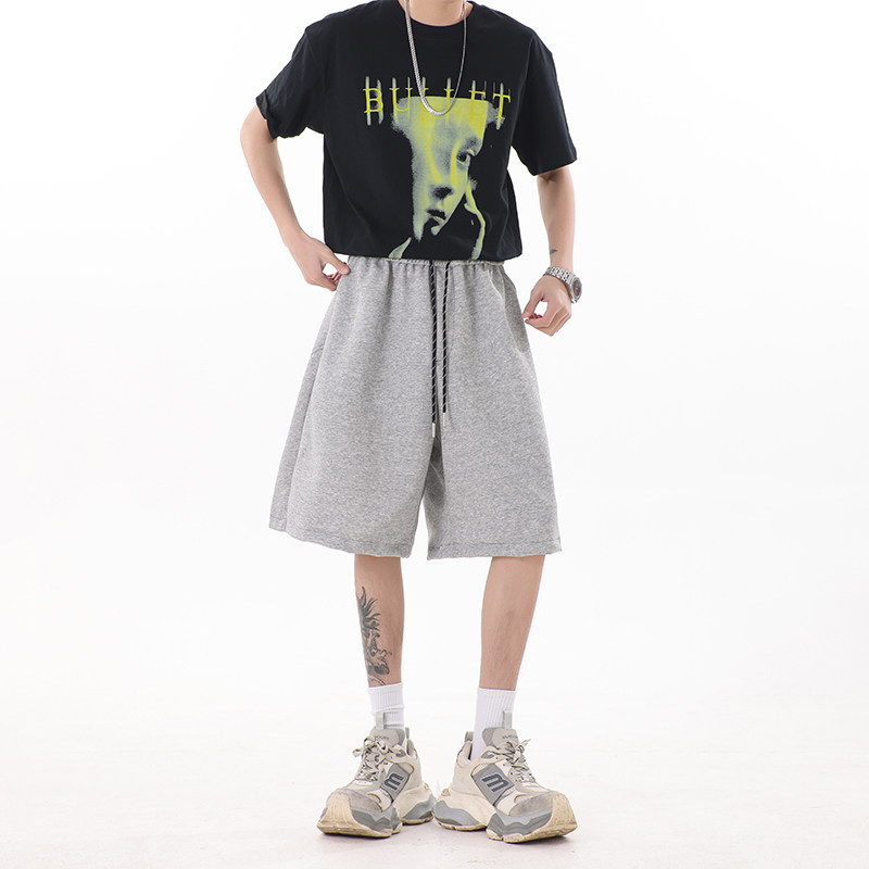 夏季新高品质港风宽松直筒休闲短裤运动五分裤1401-DK86-P35现货,男装牛仔裤,星座1401