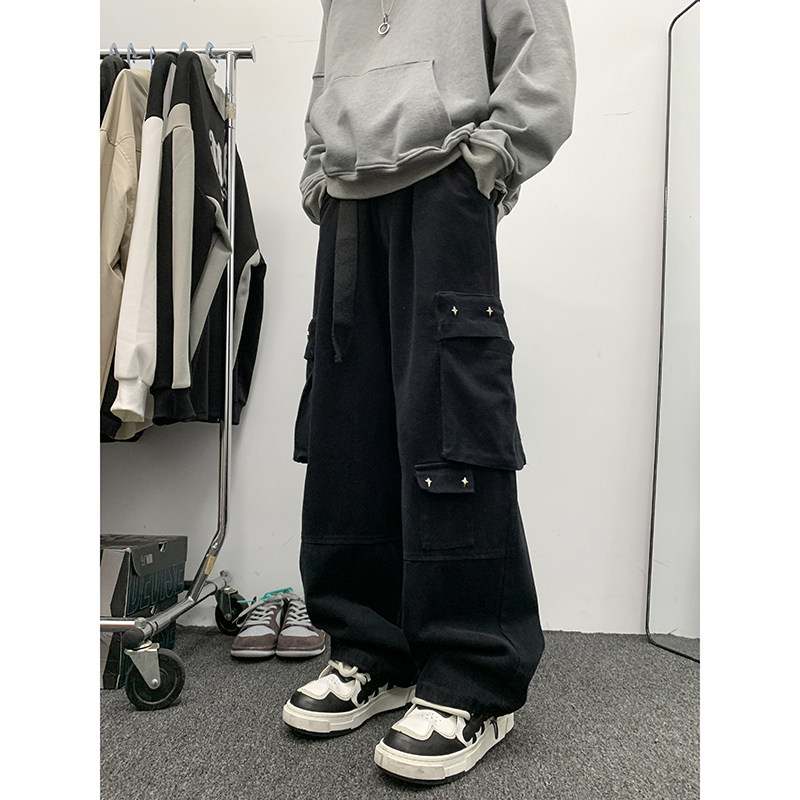 潮牌工装长裤纯色青少年设计男士秋冬新款直筒宽松1401-K103-P50,男装工装外套,星座1401