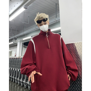 半拉链立领卫衣男季新款撞色设计感小众宽松休闲1401-W3003-P45图片