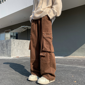 潮牌工装长裤纯色青少年设计男士秋冬新款直筒宽松1401-K103-P50，男装工装外套，星座1401