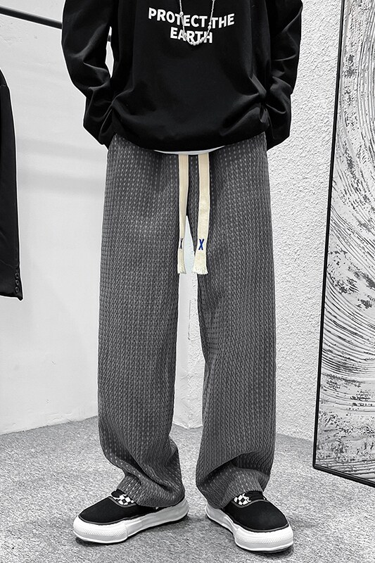 港风秋冬季新款男士休闲阔腿直筒中性宽松潮裤1401-K032-P35,男装休闲裤,星座1401