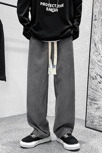 港风秋冬季新款男士休闲阔腿直筒中性宽松潮裤1401-K032-P35图片