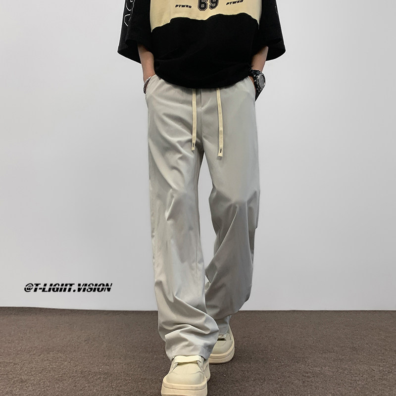 25年夏季轻薄休闲直筒长裤冰丝宽松阔腿裤潮1401-K117-P30控48,男装休闲裤,星座1401