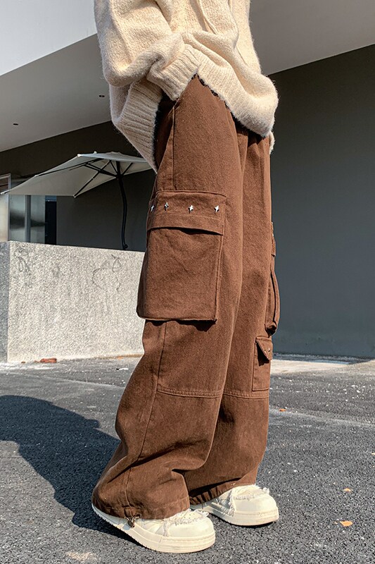 潮牌工装长裤纯色青少年设计男士秋冬新款直筒宽松1401-K103-P50,男装工装外套,星座1401
