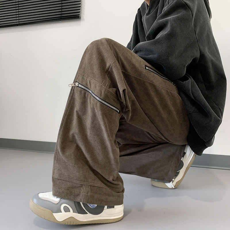 25年春秋新款灯芯绒高街潮款直筒宽松休闲裤1401-K086-P50控78,男装休闲裤,星座1401