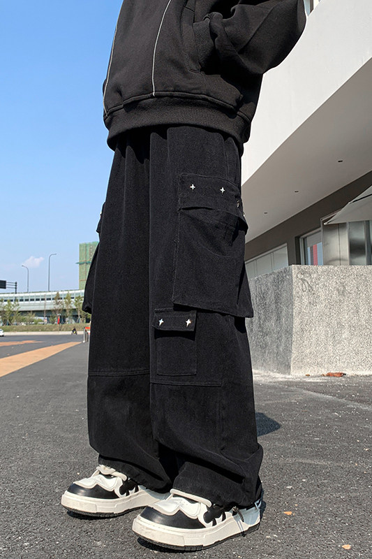 潮牌工装长裤纯色青少年设计男士秋冬新款直筒宽松1401-K103-P50,男装工装外套,星座1401