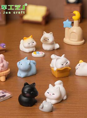 微景观创意迷你小猫娃娃屋 DIY装饰品挂配件迷你汽车载桌面小摆件