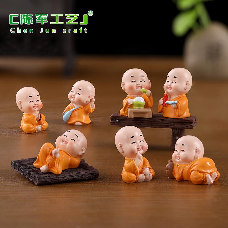 微景观佛系禅意小和尚 diy装饰品树脂工艺品配件茶桌宠汽车小摆件