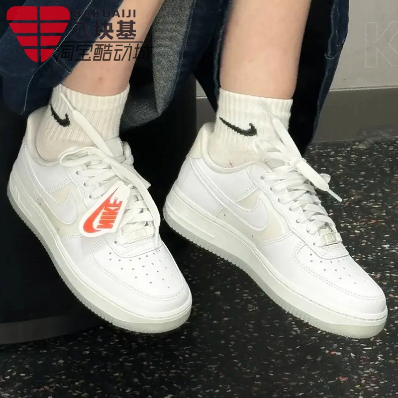 Nike耐克女鞋2025秋AF1空军一号镭射标小白鞋厚底板鞋 IH3204-100