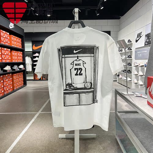 耐克男素描印花篮球宽松短袖T恤