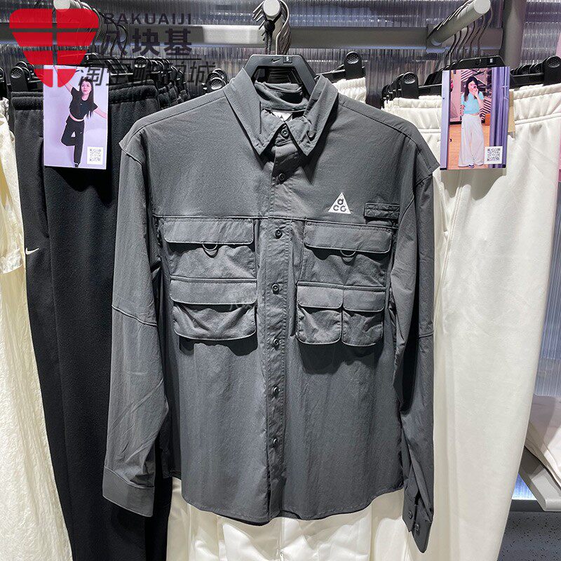 耐克男装工装防晒翻领长袖衬衫