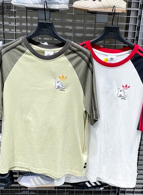 阿迪达斯三叶草男女装26秋宽松卡通印花运动短袖T恤KU3100 KU3101