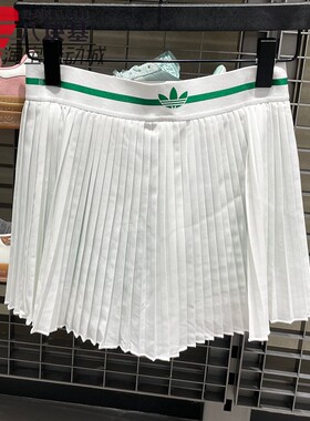 阿迪达斯三叶草女裙2025秋防走光轻盈透气半身裙百褶裙短裙JM4730