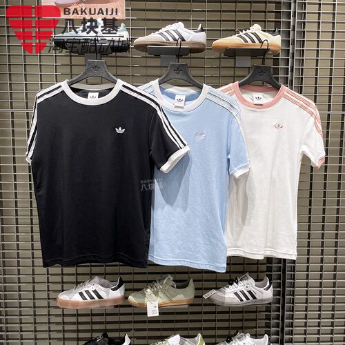 阿迪达斯三叶草女2025秋季新品休闲运动圆领短袖KC8819 8820 8821