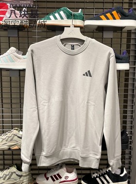 阿迪达斯男装2025冬季经典小标针织舒适休闲圆领卫衣套头衫KB5206