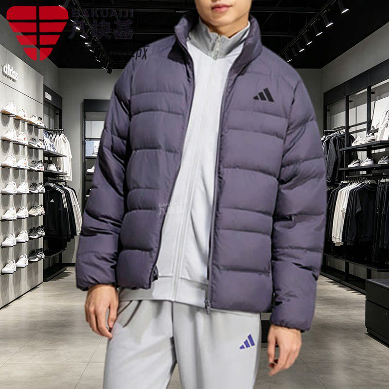 阿迪达斯男装保暖立领棉服外套