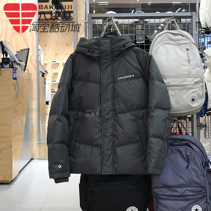 CONVERSE匡威2024冬男子简约宽松连帽保暖休闲羽绒服10026919-A03