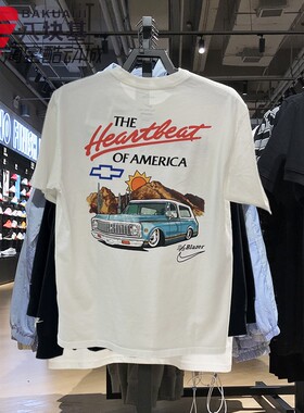 Nike耐克男装2025夏季雪佛兰图案印花纯棉透气短袖T恤 HV6691-133