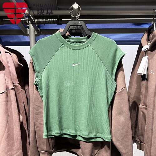 耐克女装罗纹透气圆领无袖T恤