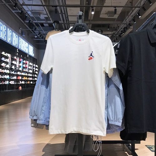 Nike, летняя трендовая футболка с коротким рукавом, с вышивкой, принт