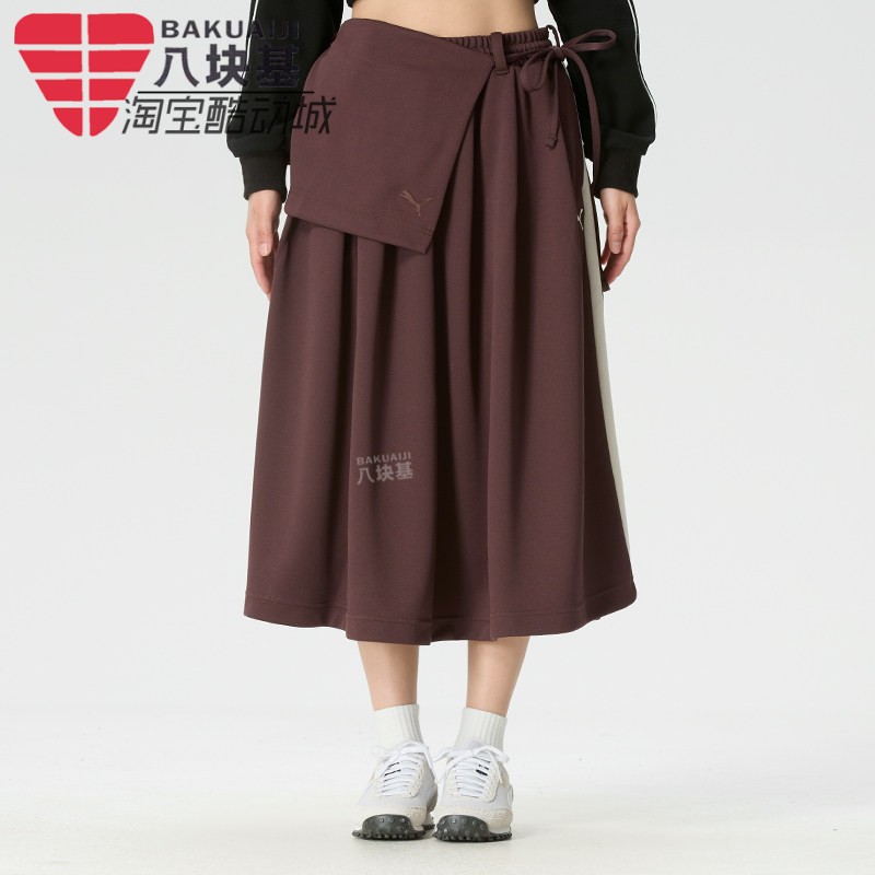 彪马女裙2026夏季款T7休闲运动百褶A字宽松中长裙半身裙639895-13