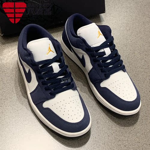 耐克男AJ1蓝白撞色复古低帮板鞋