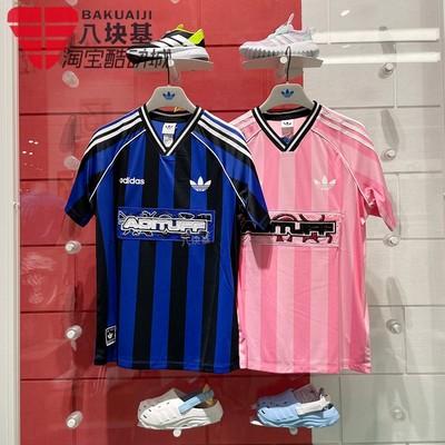 三叶草女装V领足球衣短袖T恤