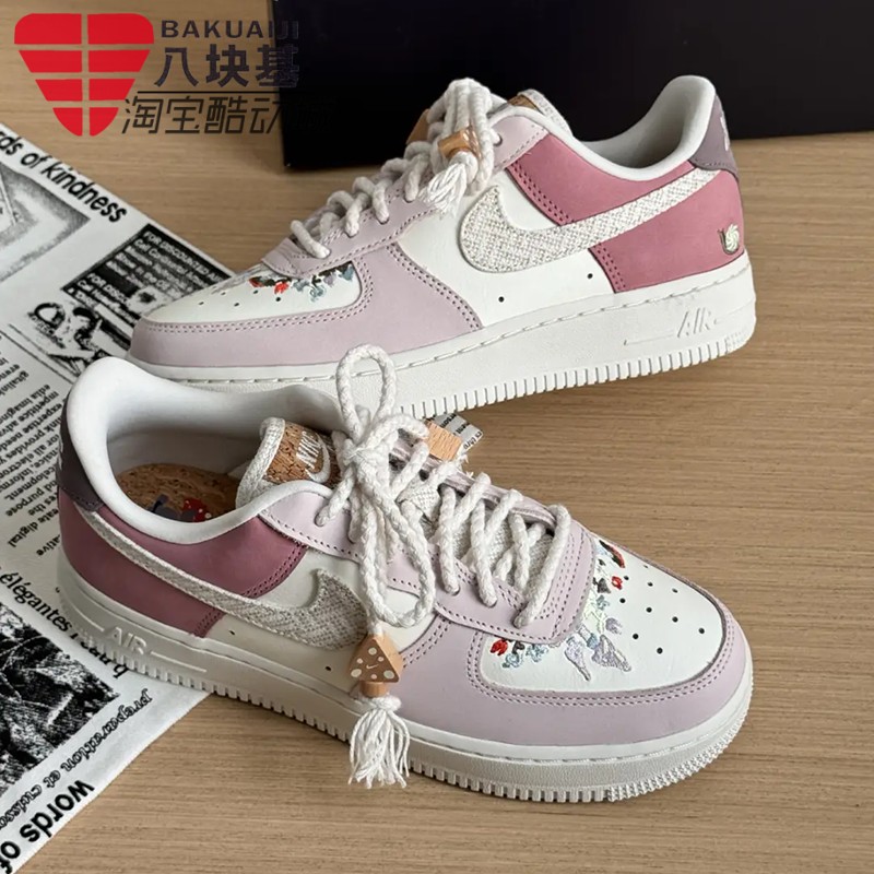 耐克女空军一号刺绣印花复古板鞋